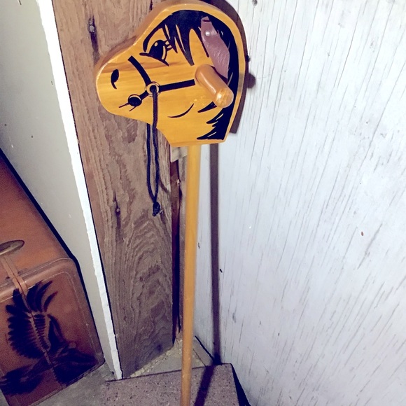 Vintage Wooden Stick Horse Riding Horse “Giddy Up!” Toy Leather Ears Nostalgia